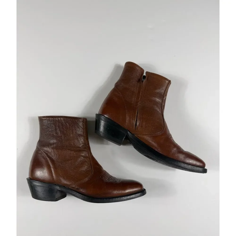 Laredo Fletcher Brown Leather Western Boots Men’s Size 8.5 Made in USA Vintage